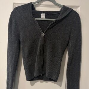 Gilly Hicks Charcoal Hooded Zip-Front Women's Cardigan Sweater